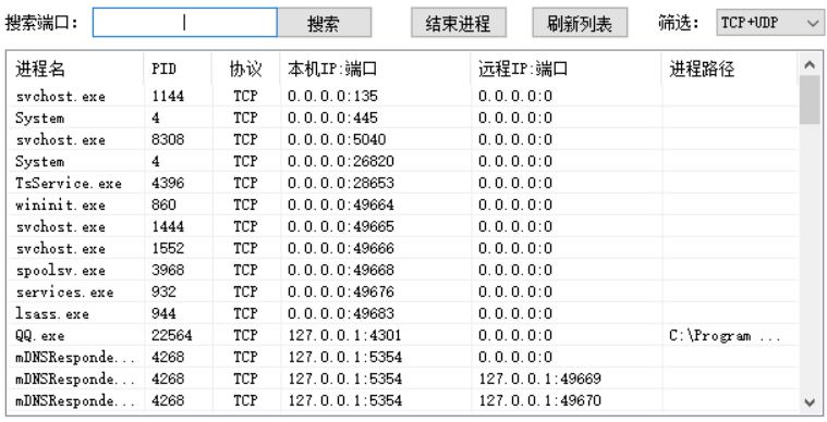 快速查询本地端口占用信息工具