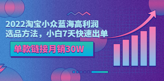 2022淘宝小众蓝海高利润选品法-小白7天快速下单-单链接月销售额30W