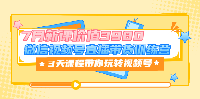 视频号带货训练营直播_3天课程带你看视频号-7月新课程价值3980-爱分享资源网