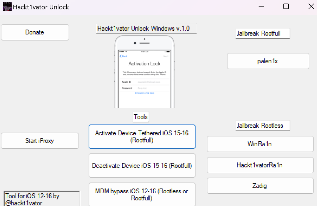 免费绕过苹果MDM配置锁/密码界面工具 Hackt1vator Unlock