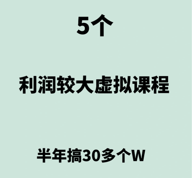 五个高利润虚拟课程_半年赚30个W-资源网站