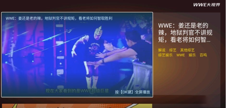 WWE大世界TV端：宅家也能感受摔跤激情-专属电视软件