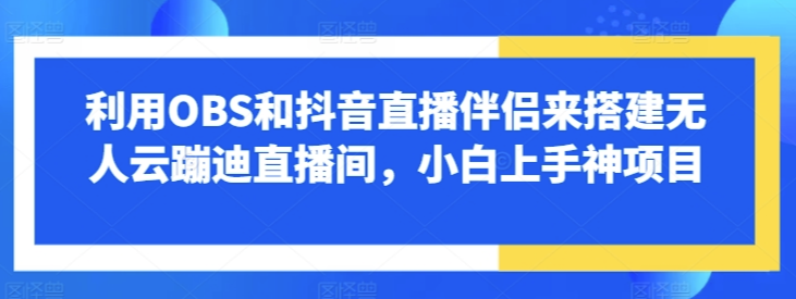 利用OBS和抖音直播伴侣来搭建无人云蹦迪直播间，小白上手神项目-资源网站