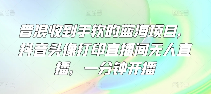 音浪收到手软的蓝海项目，抖音头像打印直播间无人直播，一分钟开播